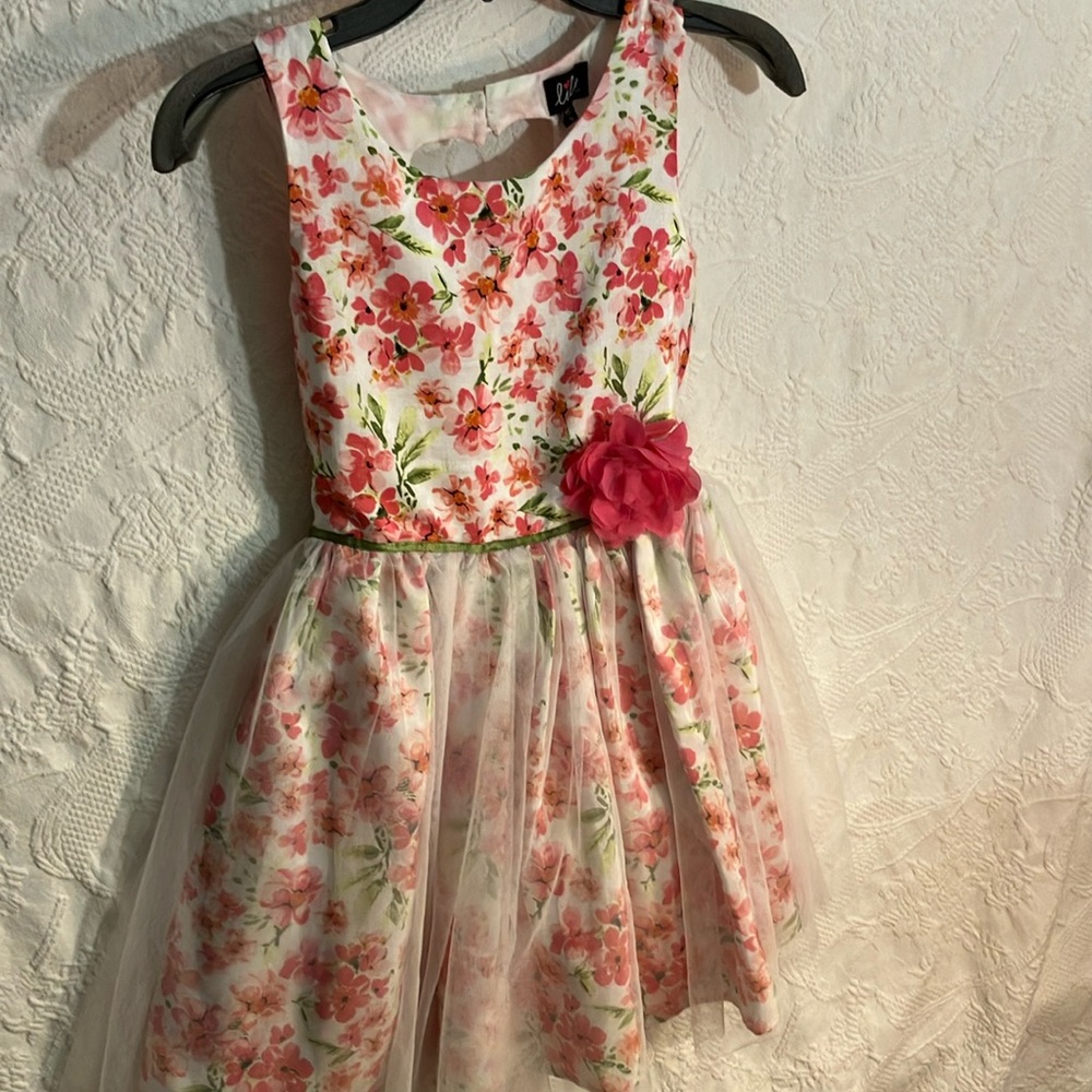 Spring pink floral dress